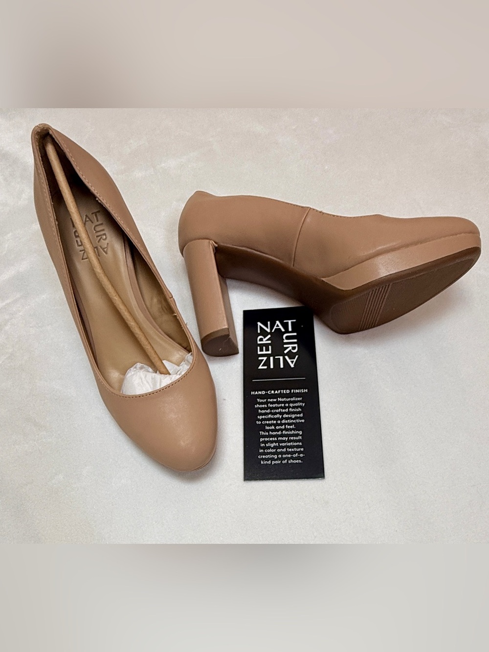 Naturalizer Tan platform Block Heel Pumps Wide - 7W
